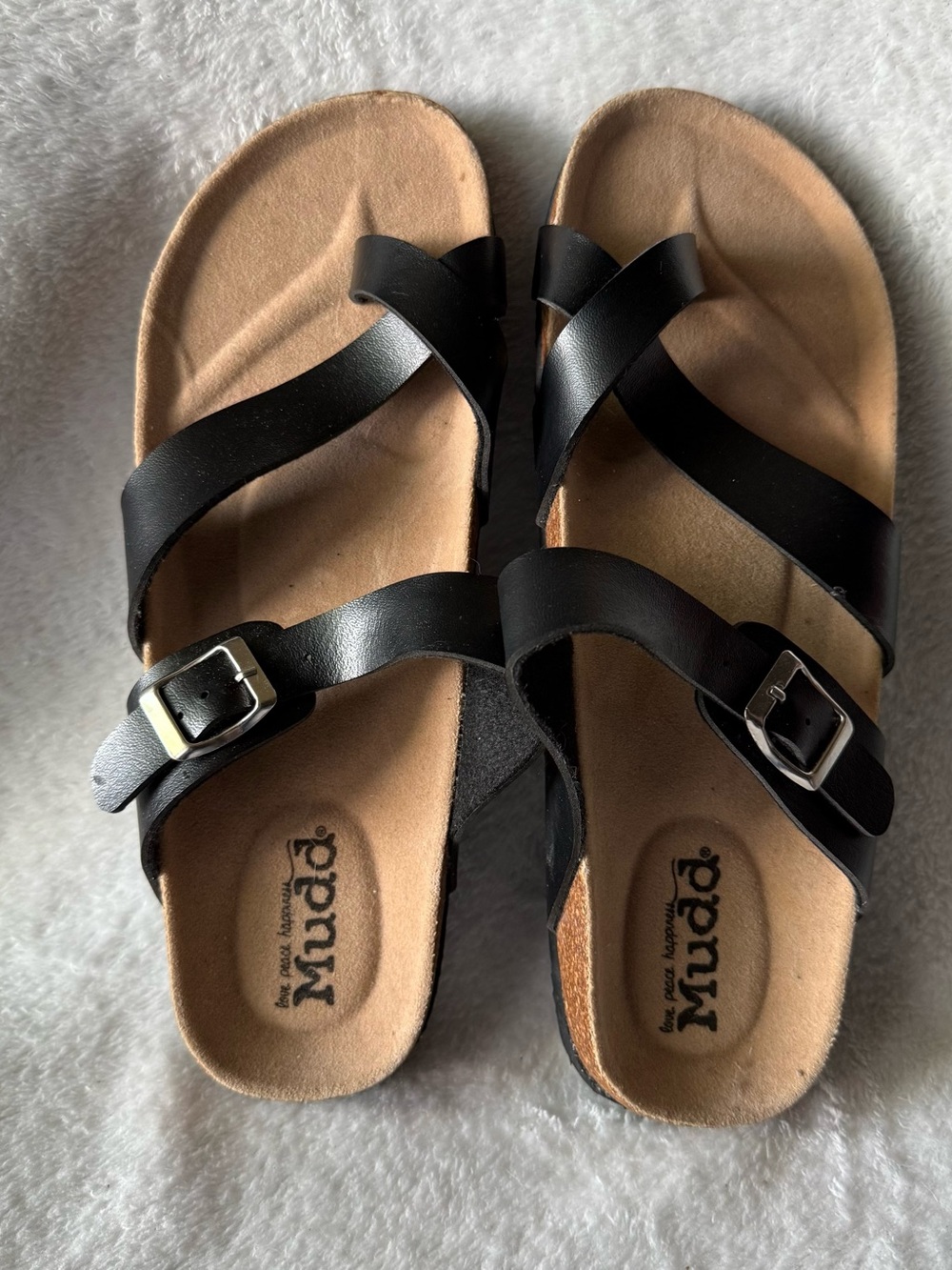 Mudd Women's Black‎ Cross-Strap Buckle Sandals Size 11